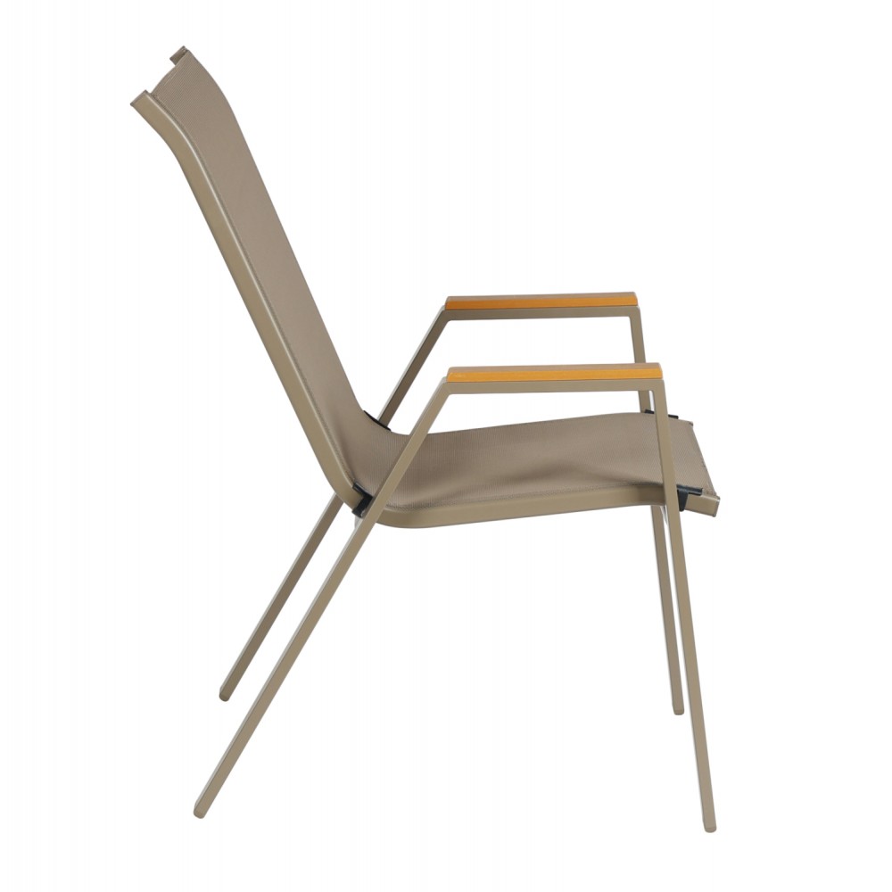 Πολυθρόνα εξωτερικού χώρου "LEONE" από μέταλλο σε σαμπανί χρώμα 54x74x91