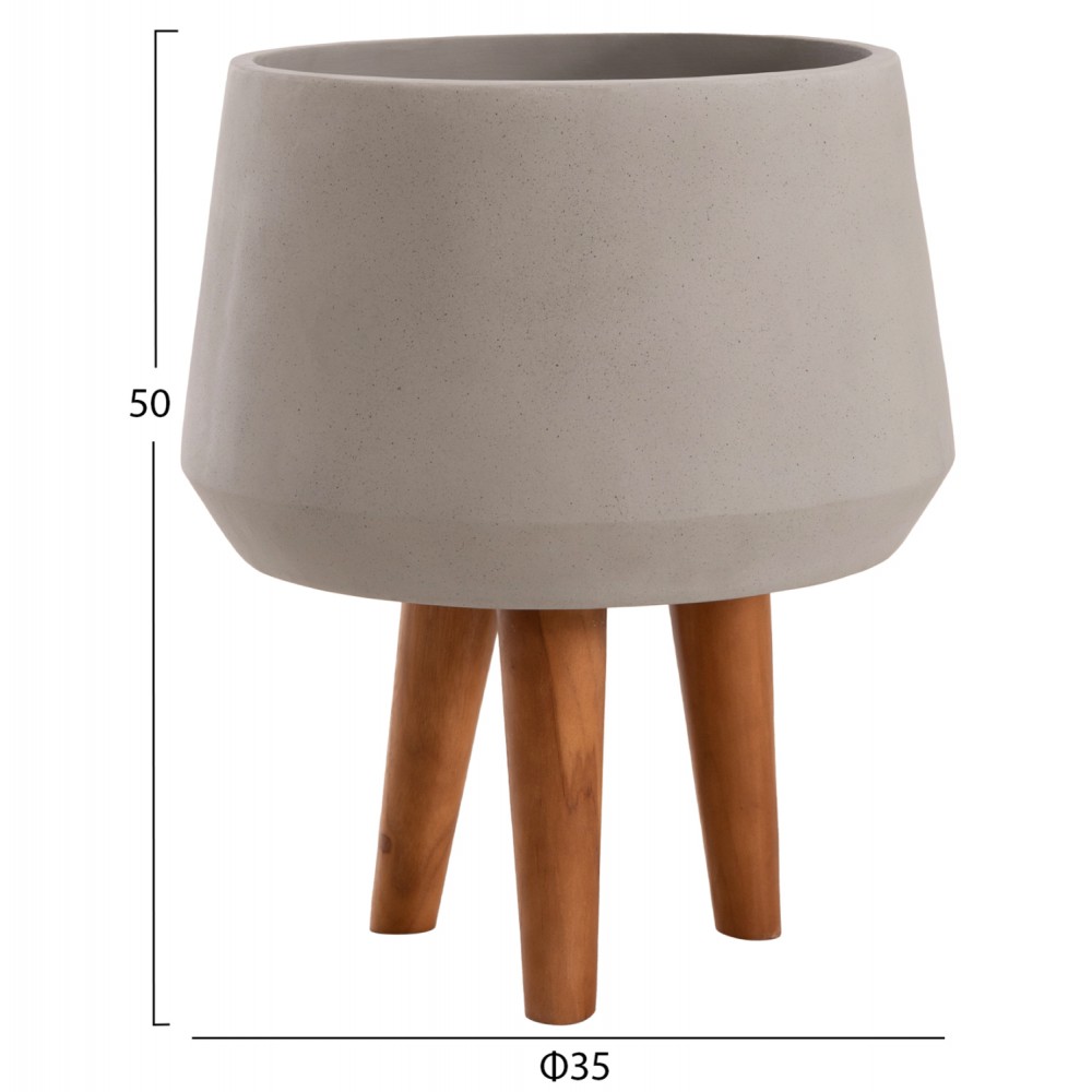 Γλάστρα εσωτ. χώρου "QUAN" από τσιμέντο σε γκρι χρώμα 35x50