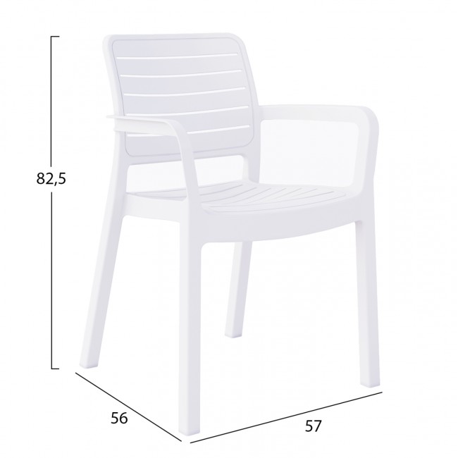 Πολυθρόνα εξωτ. χώρου "FLAN" από προπυλένιο σε λευκό χρώμα 57x56x82.5