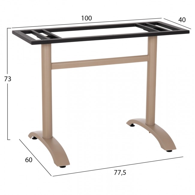 Βάση τραπεζιού δίστηλη  με ρεγουλατόρους από αλουμίνιο σε καπουτσίνο χρώμα 100Χ60Χ73