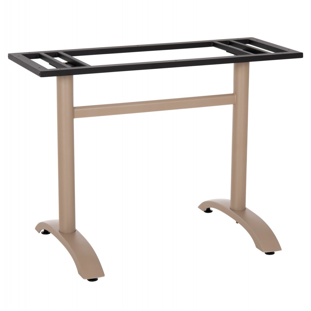 Βάση τραπεζιού δίστηλη  με ρεγουλατόρους από αλουμίνιο σε καπουτσίνο χρώμα 100Χ60Χ73