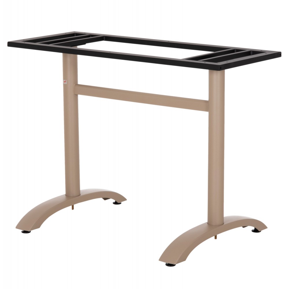 Βάση τραπεζιού δίστηλη  με ρεγουλατόρους από αλουμίνιο σε καπουτσίνο χρώμα 100Χ60Χ73