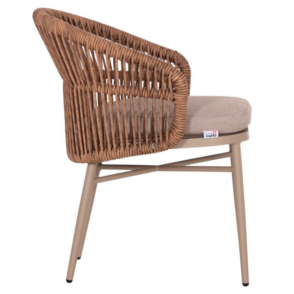 Πολυθρόνα "ORIN" από αλουμίνιο/ραττάν σε φυσικό/καπουτσίνο χρώμα 58x61x75