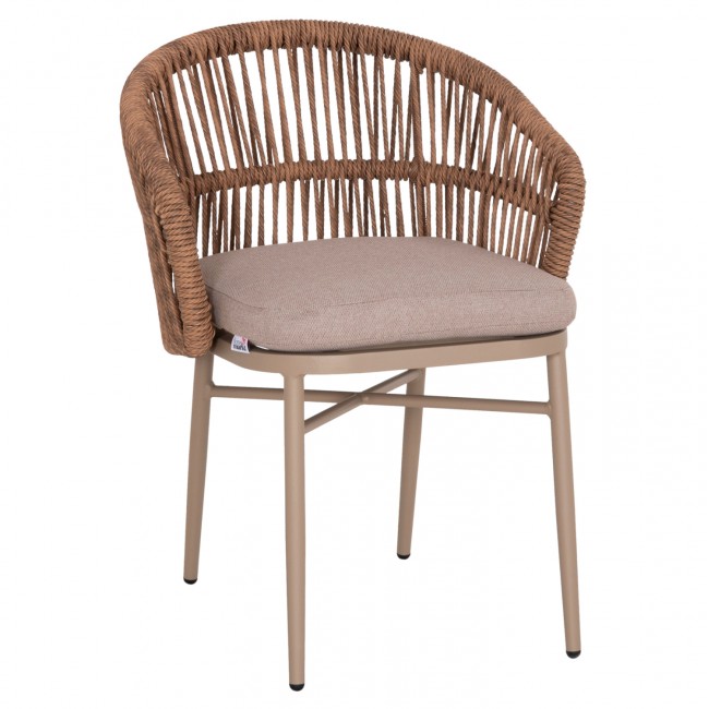 Πολυθρόνα "ORIN" από αλουμίνιο/ραττάν σε φυσικό/καπουτσίνο χρώμα 58x61x75