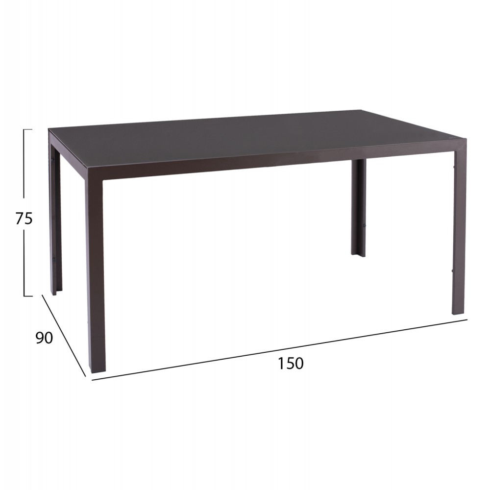 Σετ τραπεζαρίας 5τμχ "ENDIKA" από ύφασμα/μέταλλο σε καφέ χρώμα 150x90x75