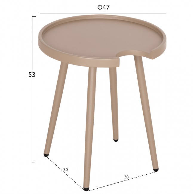 Τραπέζι βοηθητικό εξωτ.χώρου "TEROC" από αλουμίνιο σε καπουτσίνο χρώμα Φ47x53