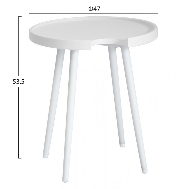 Τραπέζι βοηθητικό εξωτ.χώρου "TEROC" από αλουμίνιο σε λευκό χρώμα Φ47x53