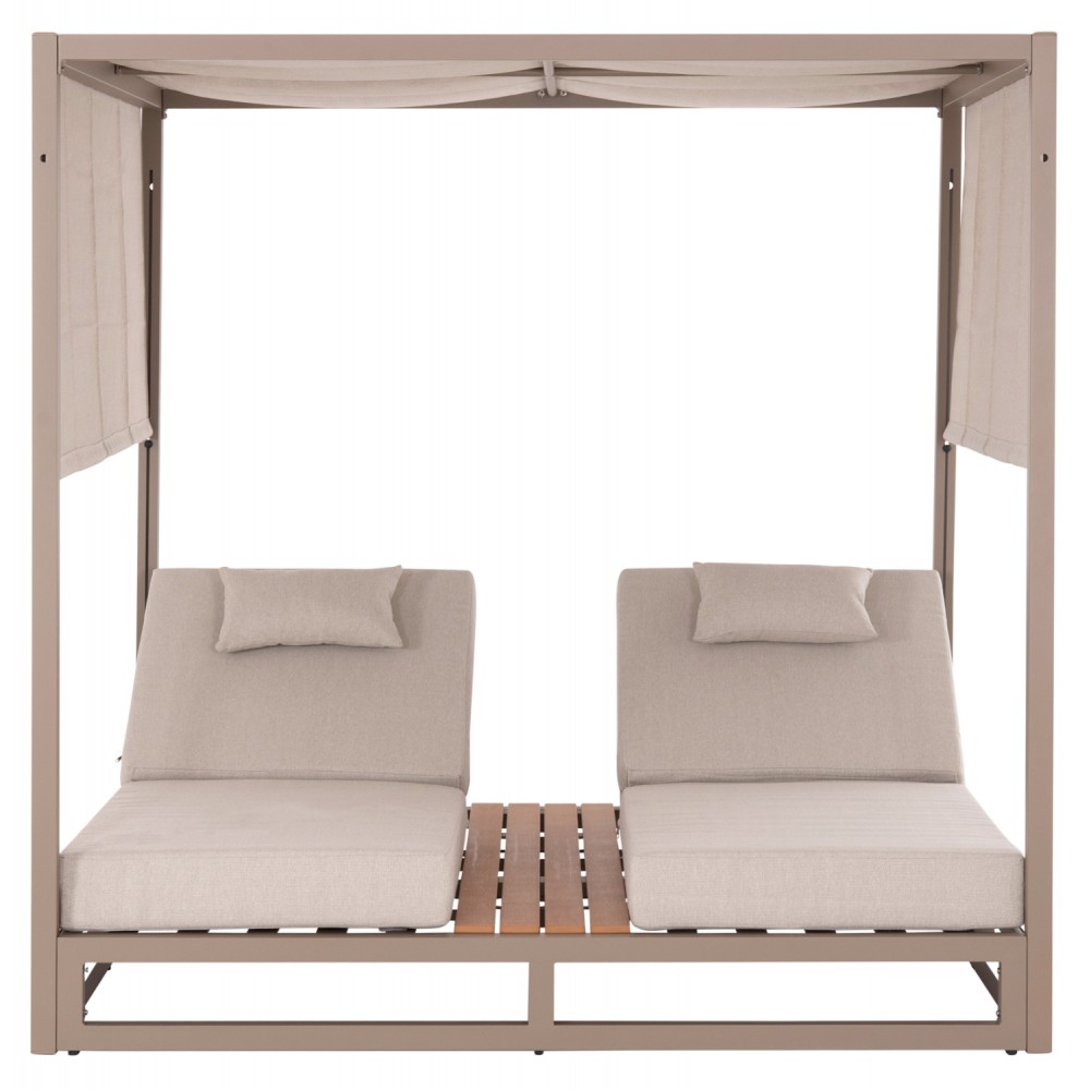 Ξαπλώστρα διπλή παραλίας "GALLANT" από αλουμίνιο σε καπουτσίνο χρώμα 200x200x200