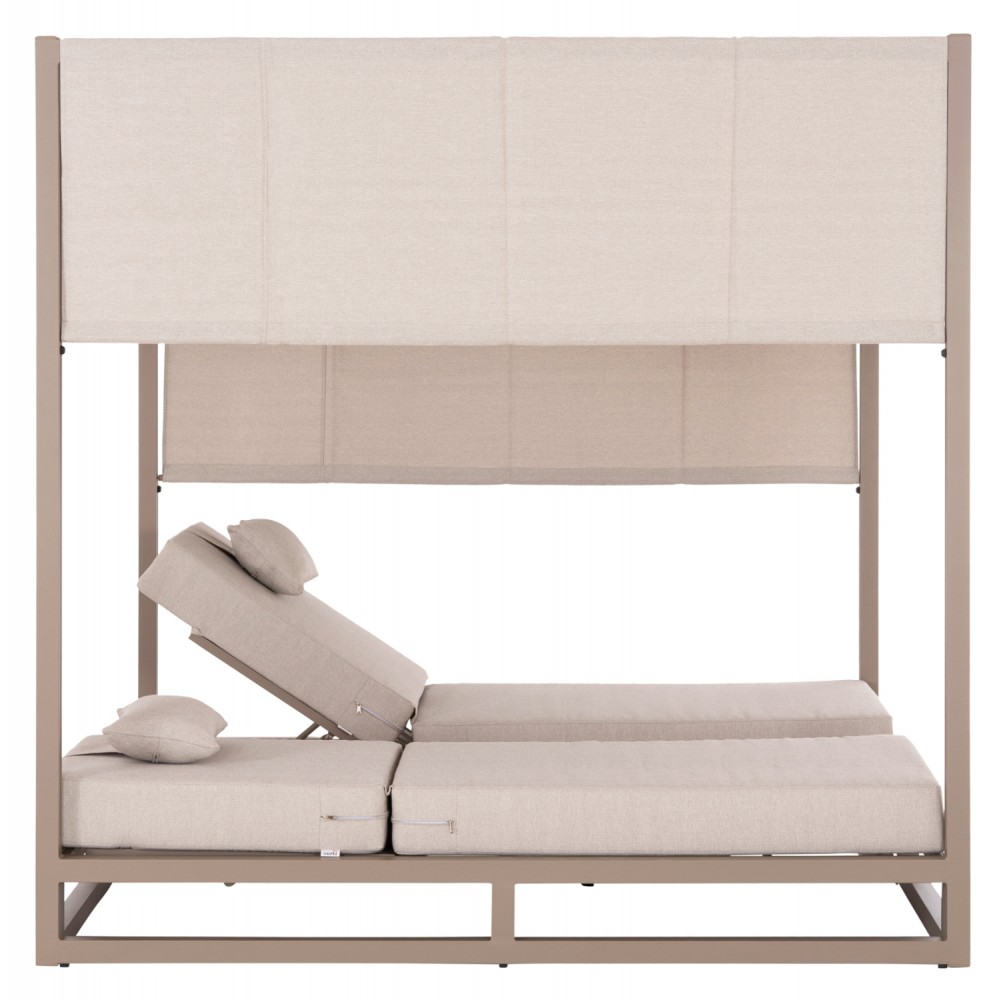 Ξαπλώστρα διπλή παραλίας "GALLANT" από αλουμίνιο σε καπουτσίνο χρώμα 200x200x200