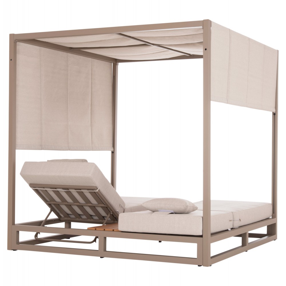 Ξαπλώστρα διπλή παραλίας "GALLANT" από αλουμίνιο σε καπουτσίνο χρώμα 200x200x200