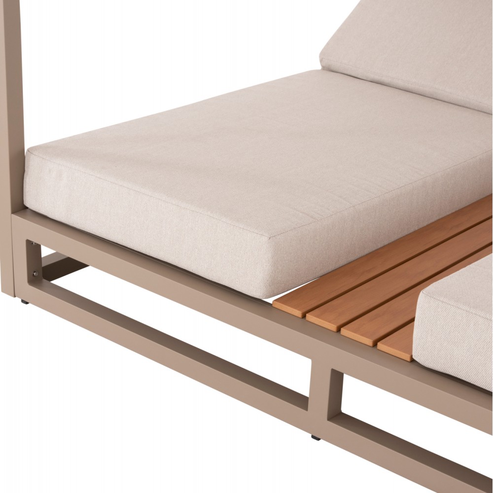 Ξαπλώστρα διπλή παραλίας "GALLANT" από αλουμίνιο σε καπουτσίνο χρώμα 200x200x200