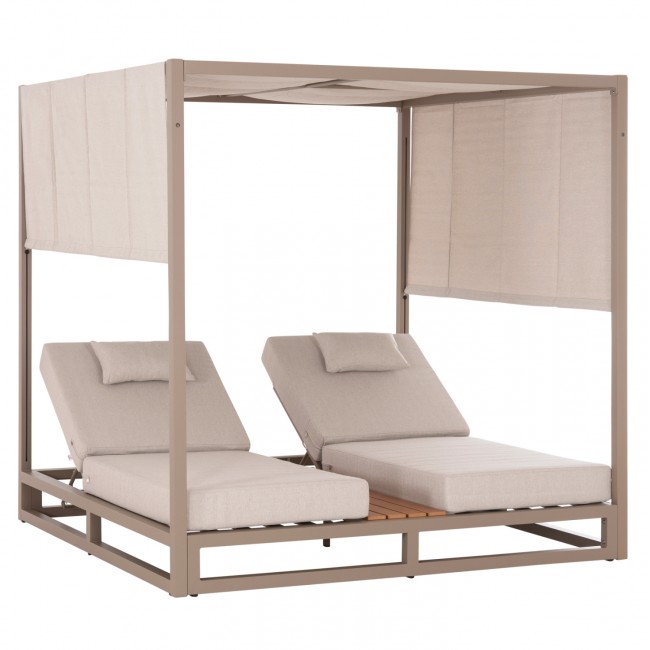 Ξαπλώστρα διπλή παραλίας "GALLANT" από αλουμίνιο σε καπουτσίνο χρώμα 200x200x200