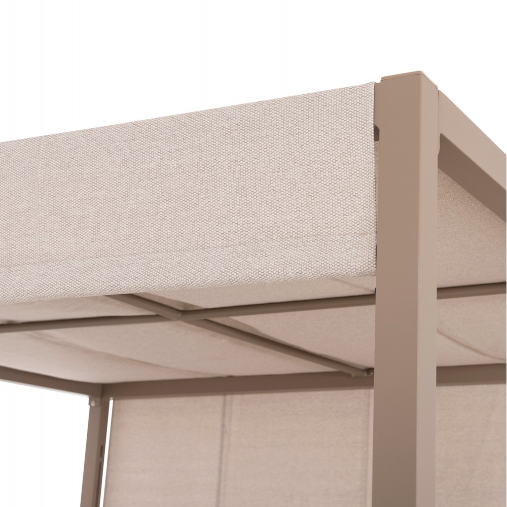 Ξαπλώστρα διπλή παραλίας "GALLANT" από αλουμίνιο σε καπουτσίνο χρώμα 200x200x200