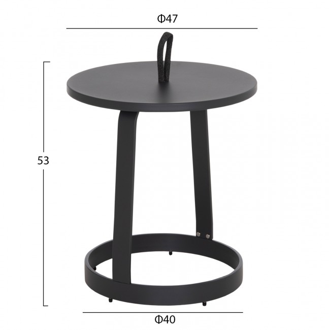 Τραπέζι βοηθητικό εξωτ.χώρου "ΜΙΝΟ" από αλουμίνιο/σχοινί σε γκρι χρώμα Φ47x53