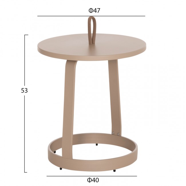Τραπέζι βοηθητικό εξωτ.χώρου "ΜΙΝΟ" από αλουμίνιο/σχοινί σε καπουτσίνο χρώμα Φ47x53