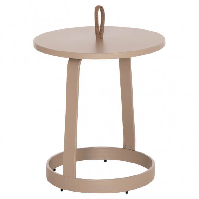 Τραπέζι βοηθητικό εξωτ.χώρου "ΜΙΝΟ" από αλουμίνιο/σχοινί σε καπουτσίνο χρώμα Φ47x53