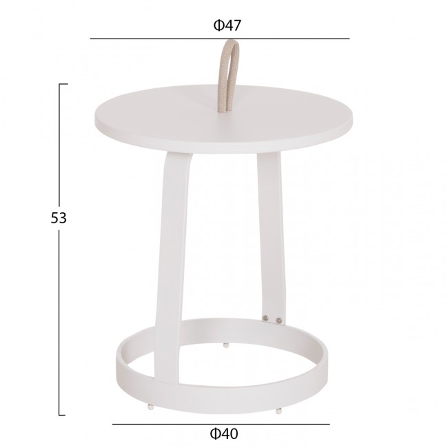 Τραπέζι βοηθητικό εξωτ.χώρου "ΜΙΝΟ" από αλουμίνιο/σχοινί σε μπεζ χρώμα Φ47x53