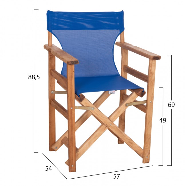 Πολυθρόνα σκηνοθέτη "ΛΗΜΝΟΣ" από ύφασμα/ξύλο σε μπλε χρώμα 57x54x88,5