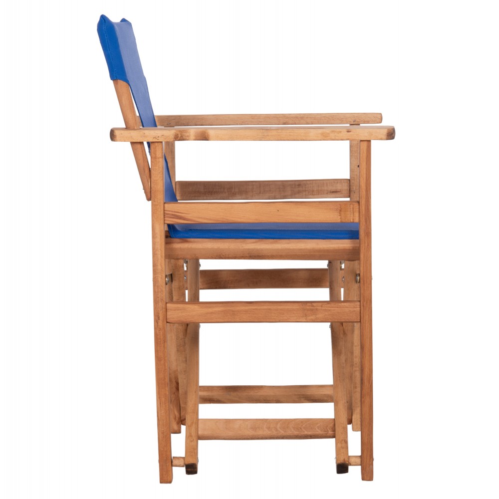 Πολυθρόνα σκηνοθέτη "ΛΗΜΝΟΣ" από ύφασμα/ξύλο σε μπλε χρώμα 57x54x88,5