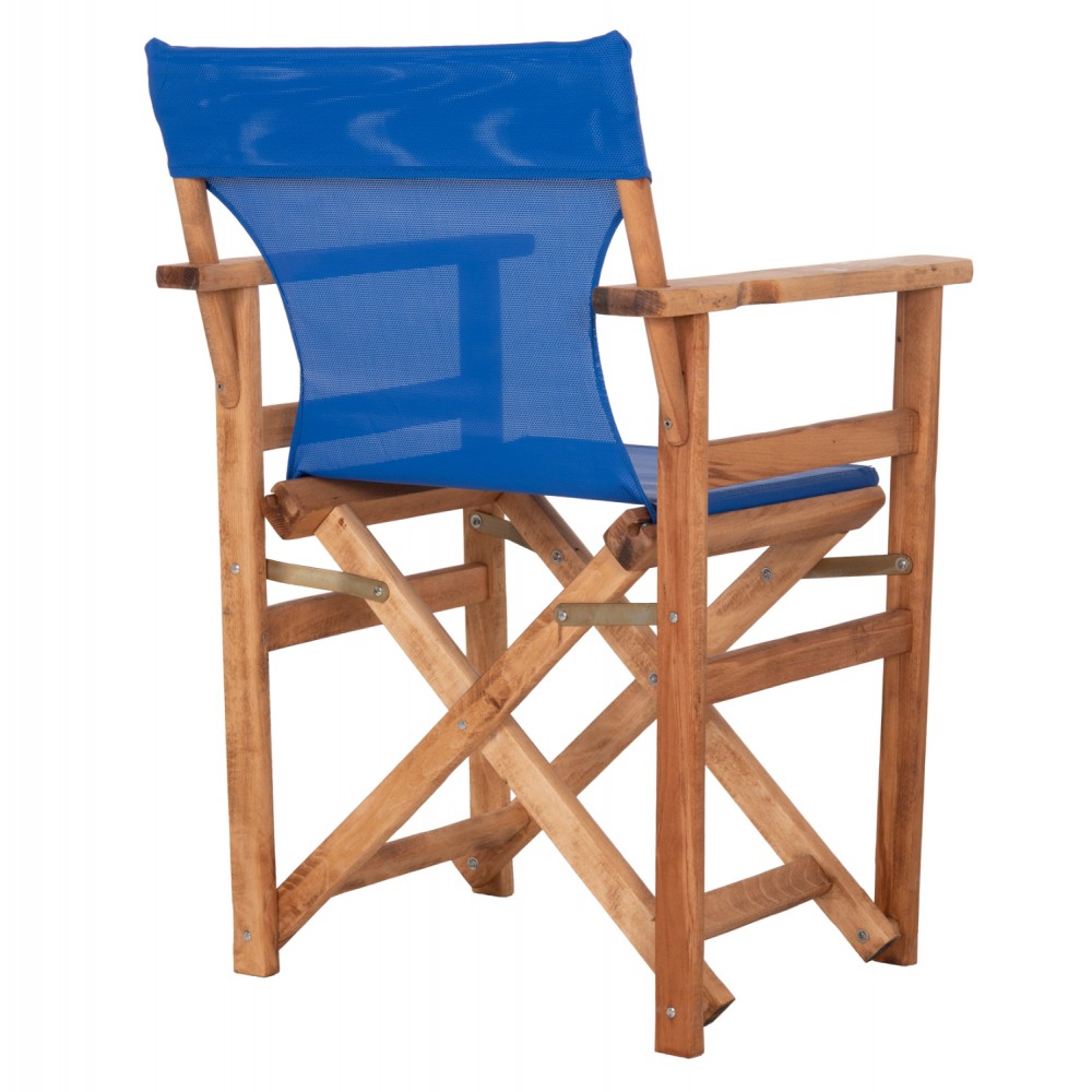 Πολυθρόνα σκηνοθέτη "ΛΗΜΝΟΣ" από ύφασμα/ξύλο σε μπλε χρώμα 57x54x88,5