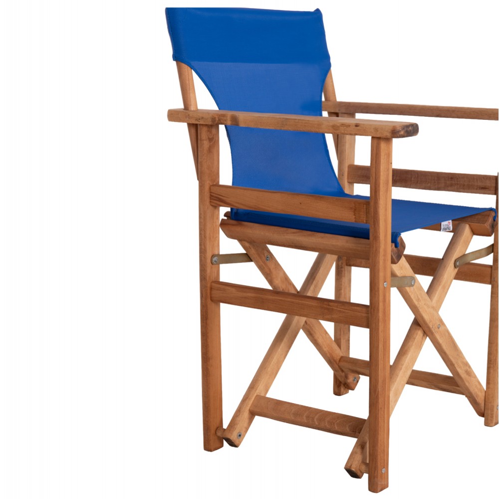 Πολυθρόνα σκηνοθέτη "ΛΗΜΝΟΣ" από ύφασμα/ξύλο σε μπλε χρώμα 57x54x88,5