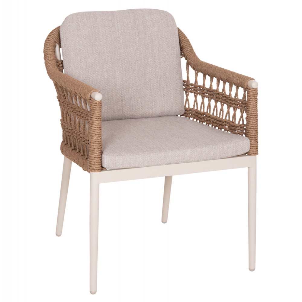 Πολυθρόνα "BOXER" από αλουμίνιο/wicker σε μπεζ χρώμα 61x59x78,5