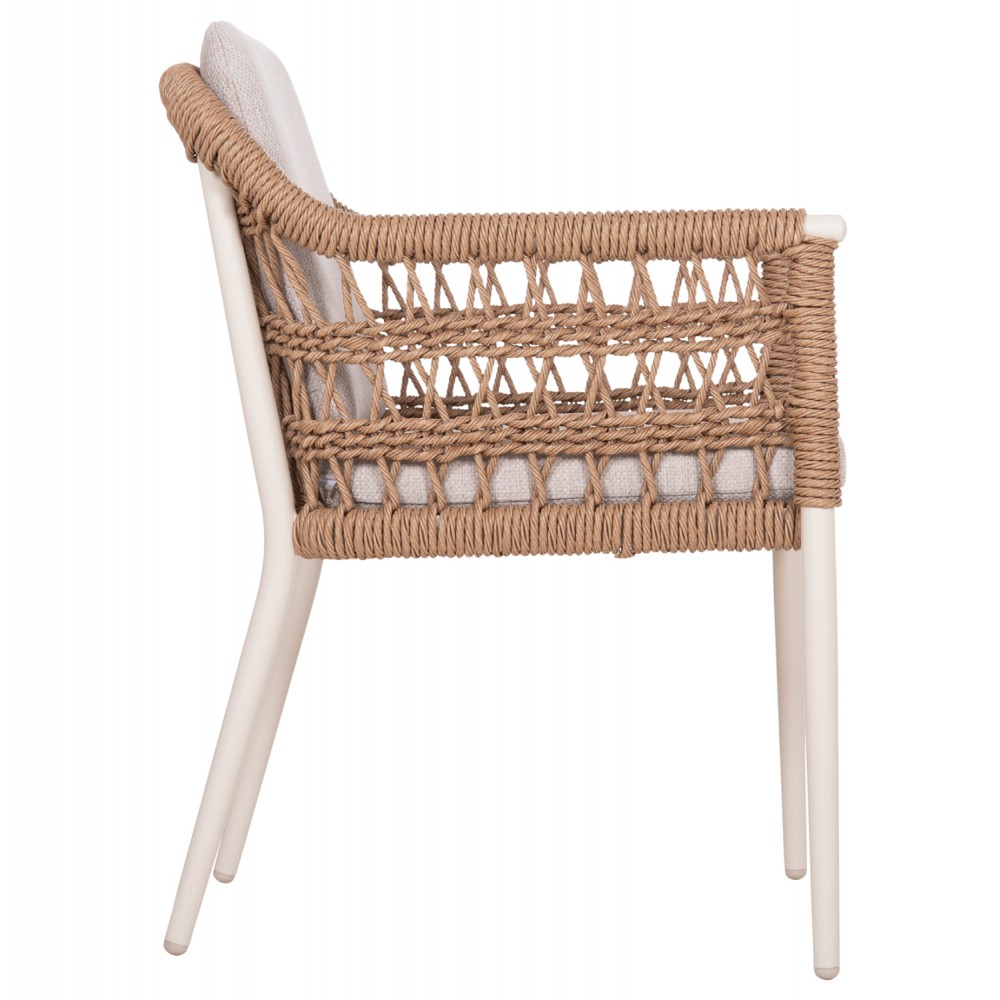 Πολυθρόνα "BOXER" από αλουμίνιο/wicker σε μπεζ χρώμα 61x59x78,5