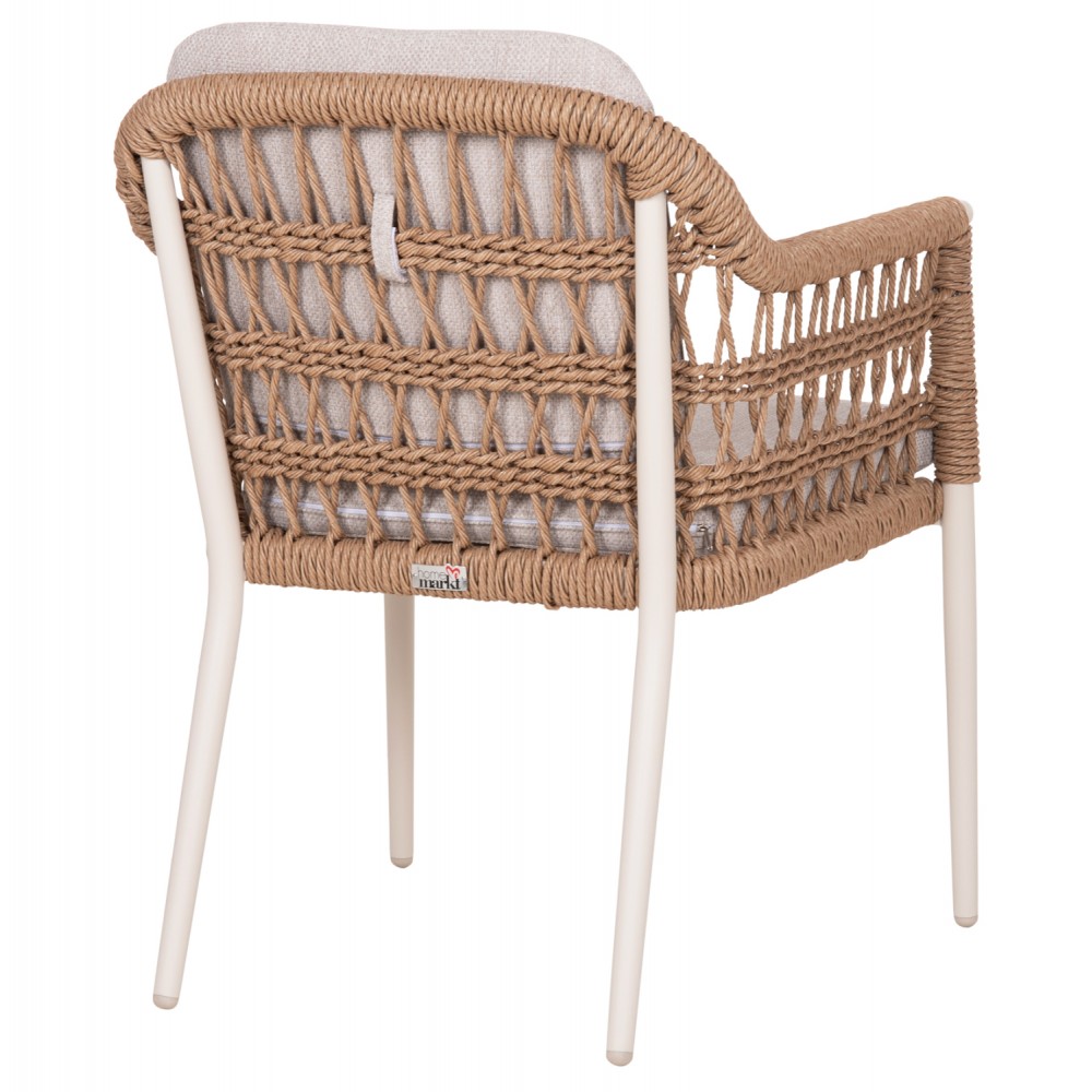 Πολυθρόνα "BOXER" από αλουμίνιο/wicker σε μπεζ χρώμα 61x59x78,5