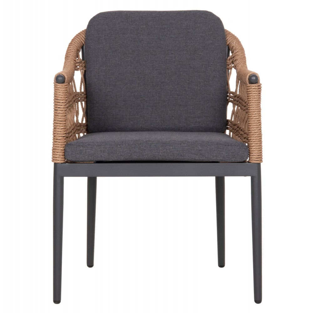 Πολυθρόνα "BOXER" από αλουμίνιο/wicker σε γκρι χρώμα 61x59x78,5