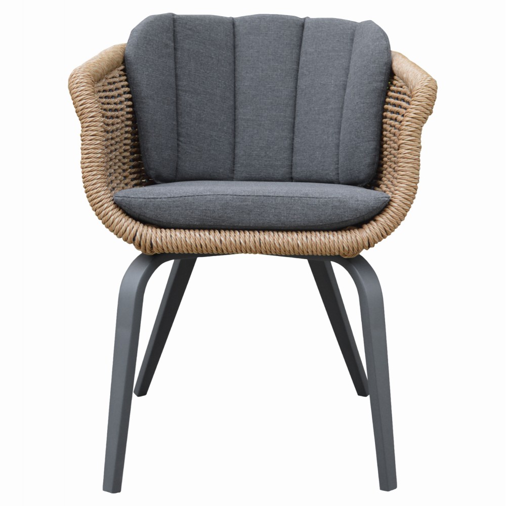 Πολυθρόνα "VICTUS" από αλουμίνιο/olefin/wicker σε γκρι χρώμα  59x68.5x75