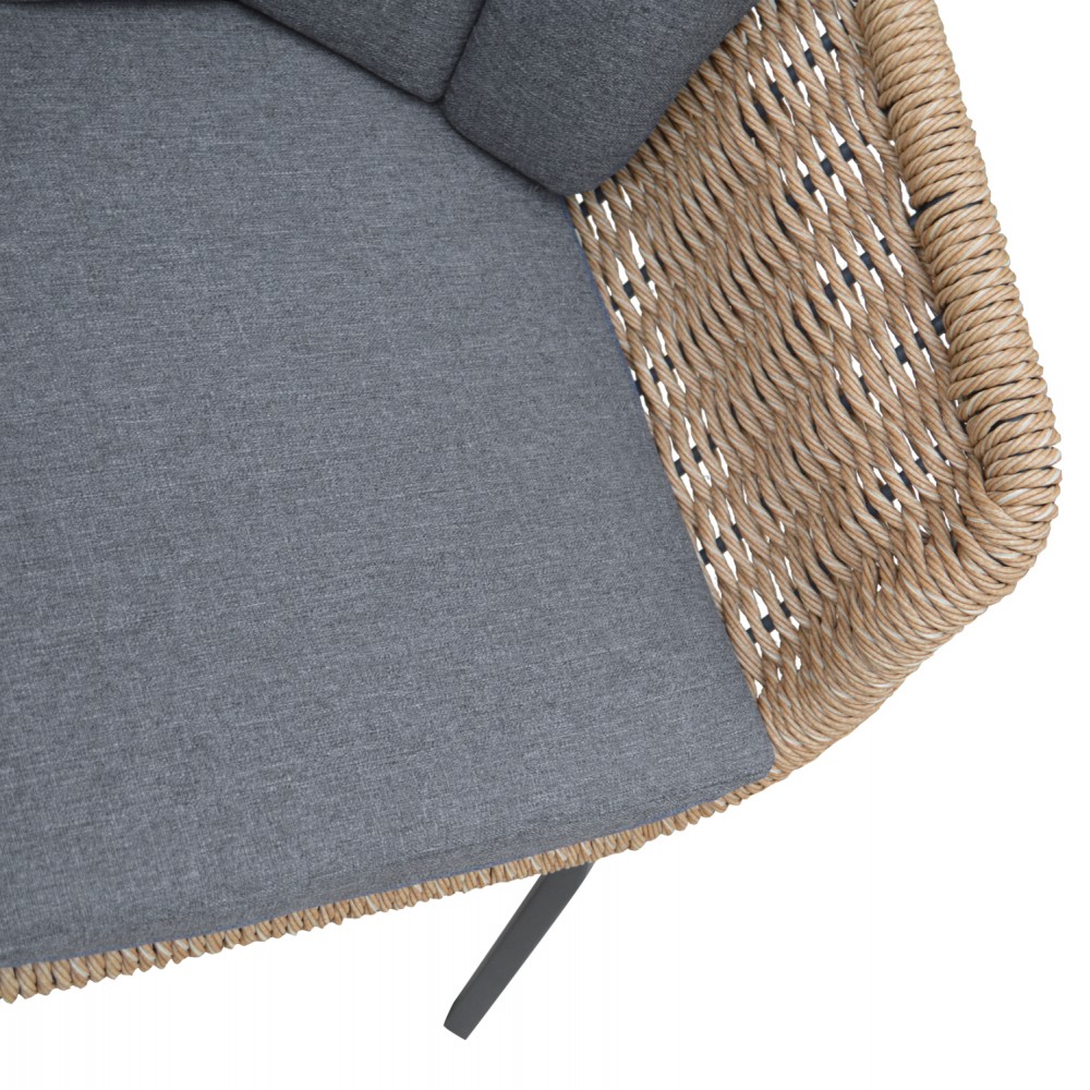 Πολυθρόνα "VICTUS" από αλουμίνιο/olefin/wicker σε γκρι χρώμα  59x68.5x75