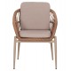 Πολυθρόνα "GALDIN" από αλουμίνιο/ ύφασμα/PE/ραττάν σε καπουτσίνο χρώμα  65x60x76