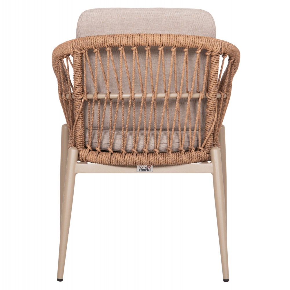 Πολυθρόνα "GALDIN" από αλουμίνιο/ ύφασμα/PE/ραττάν σε καπουτσίνο χρώμα  65x60x76