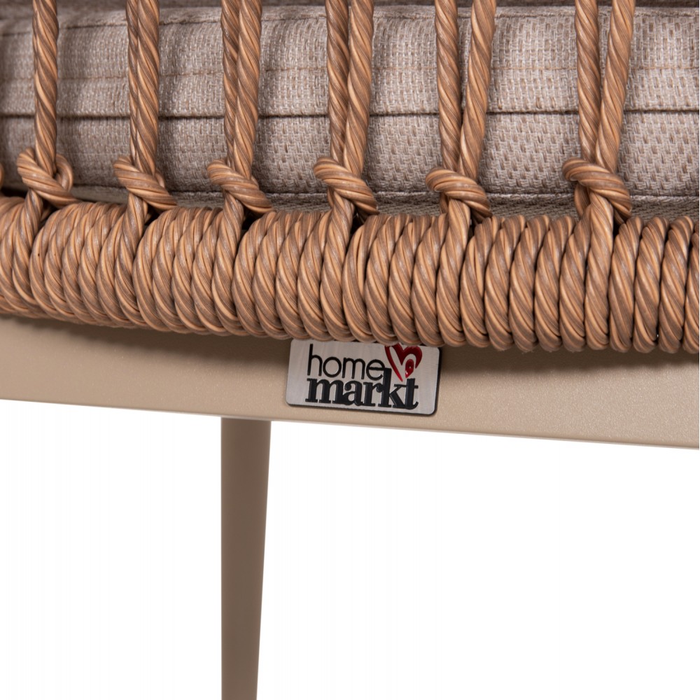 Πολυθρόνα "GALDIN" από αλουμίνιο/ ύφασμα/PE/ραττάν σε καπουτσίνο χρώμα  65x60x76