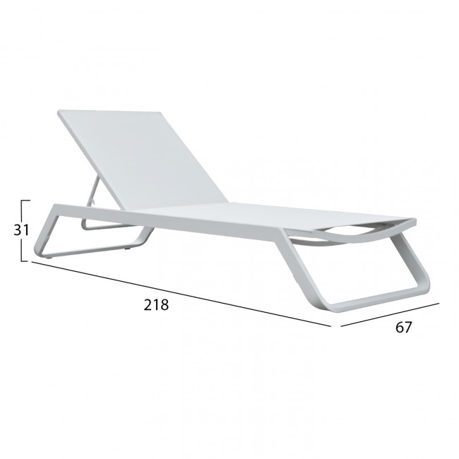 Ξαπλώστρα παραλίας "MARIMAR" από αλουμίνιο/ύφασμα  σε λευκό χρώμα 218x67x31