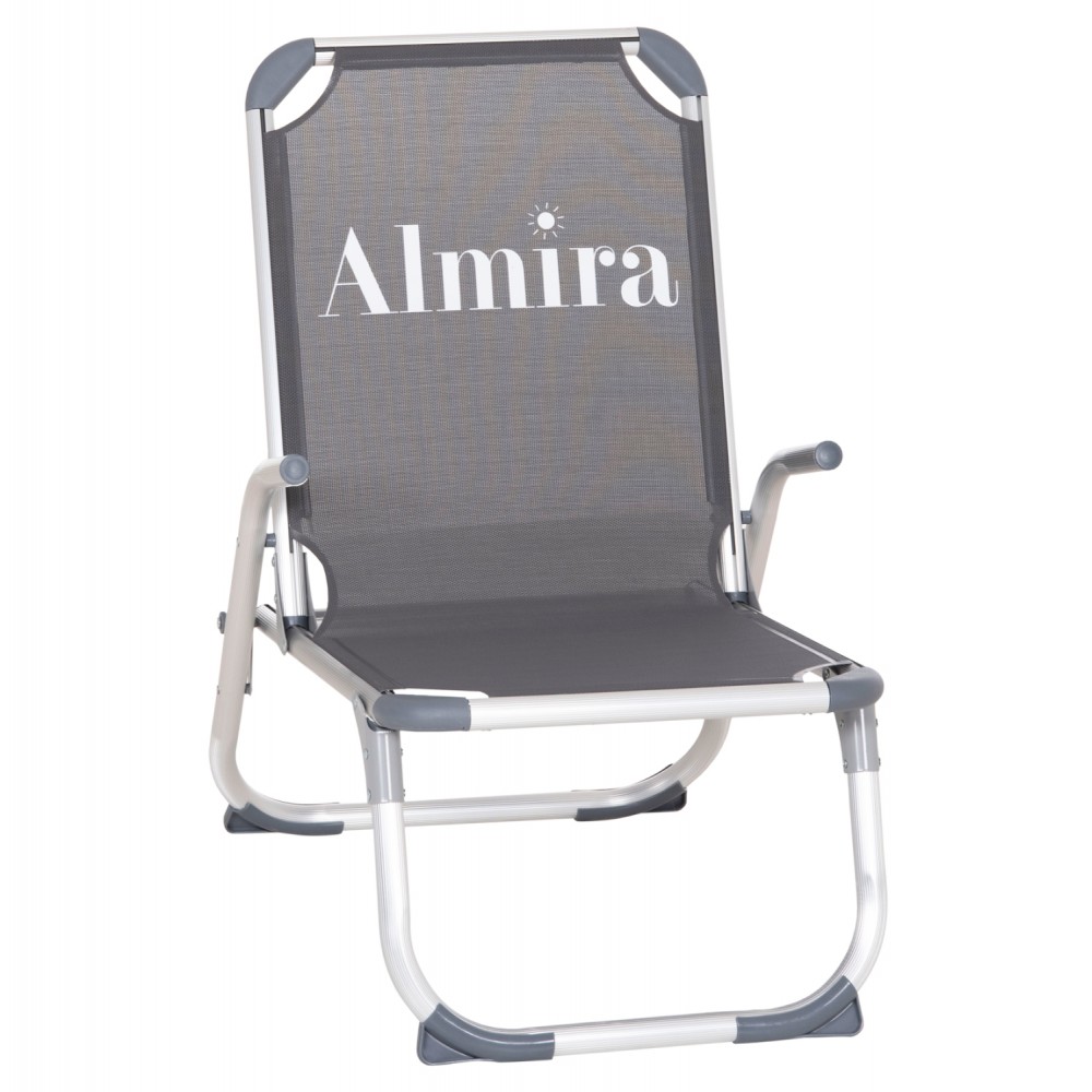Καρεκλάκι παραλίας βαρέως τύπου "ALMIRA" από αλουμίνιο σε γκρι χρώμα 53x68x80