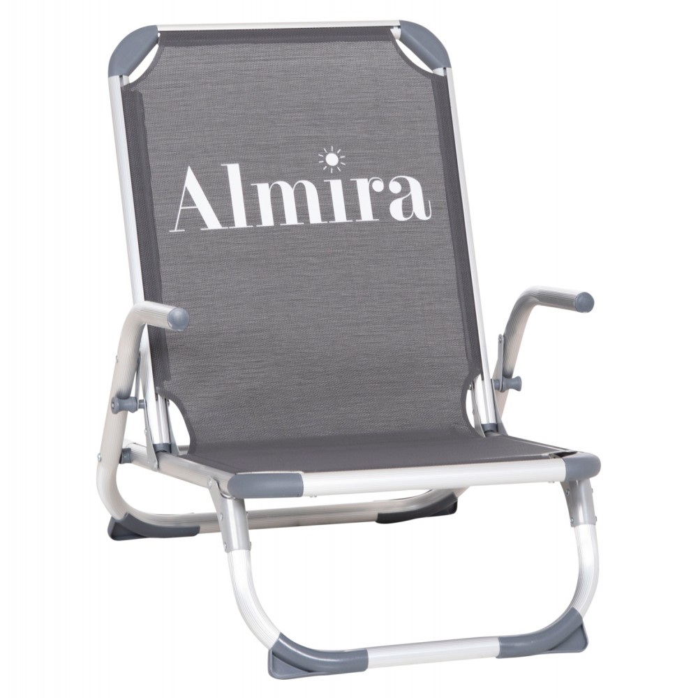 Καρεκλάκι παραλίας βαρέως τύπου "ALMIRA" από αλουμίνιο σε γκρι χρώμα 55x71x66