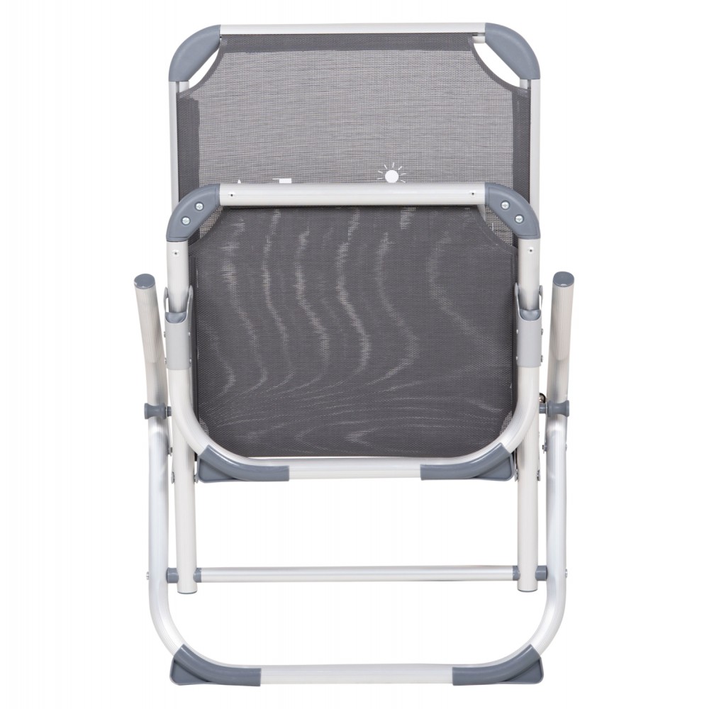 Καρεκλάκι παραλίας βαρέως τύπου "ALMIRA" από αλουμίνιο σε γκρι χρώμα 55x71x66