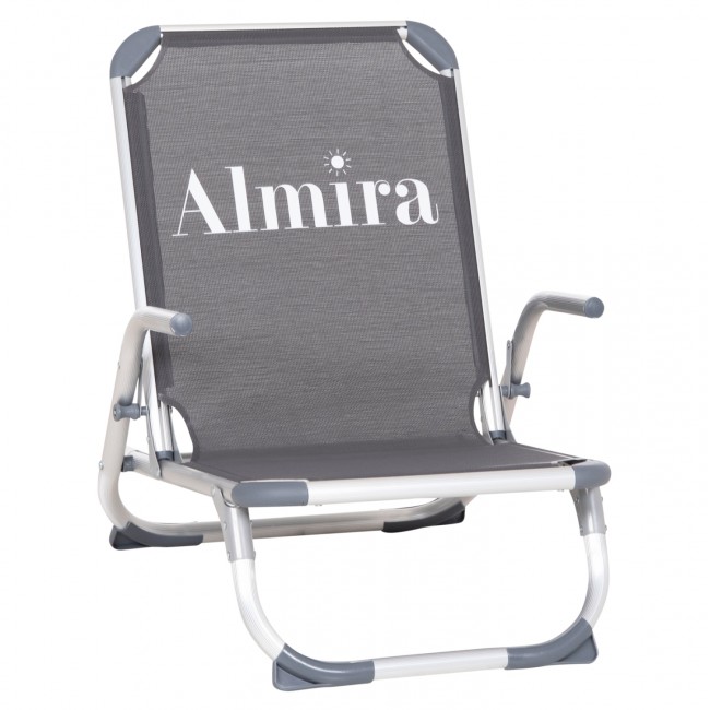 Καρεκλάκι παραλίας βαρέως τύπου "ALMIRA" από αλουμίνιο σε γκρι χρώμα 55x71x66