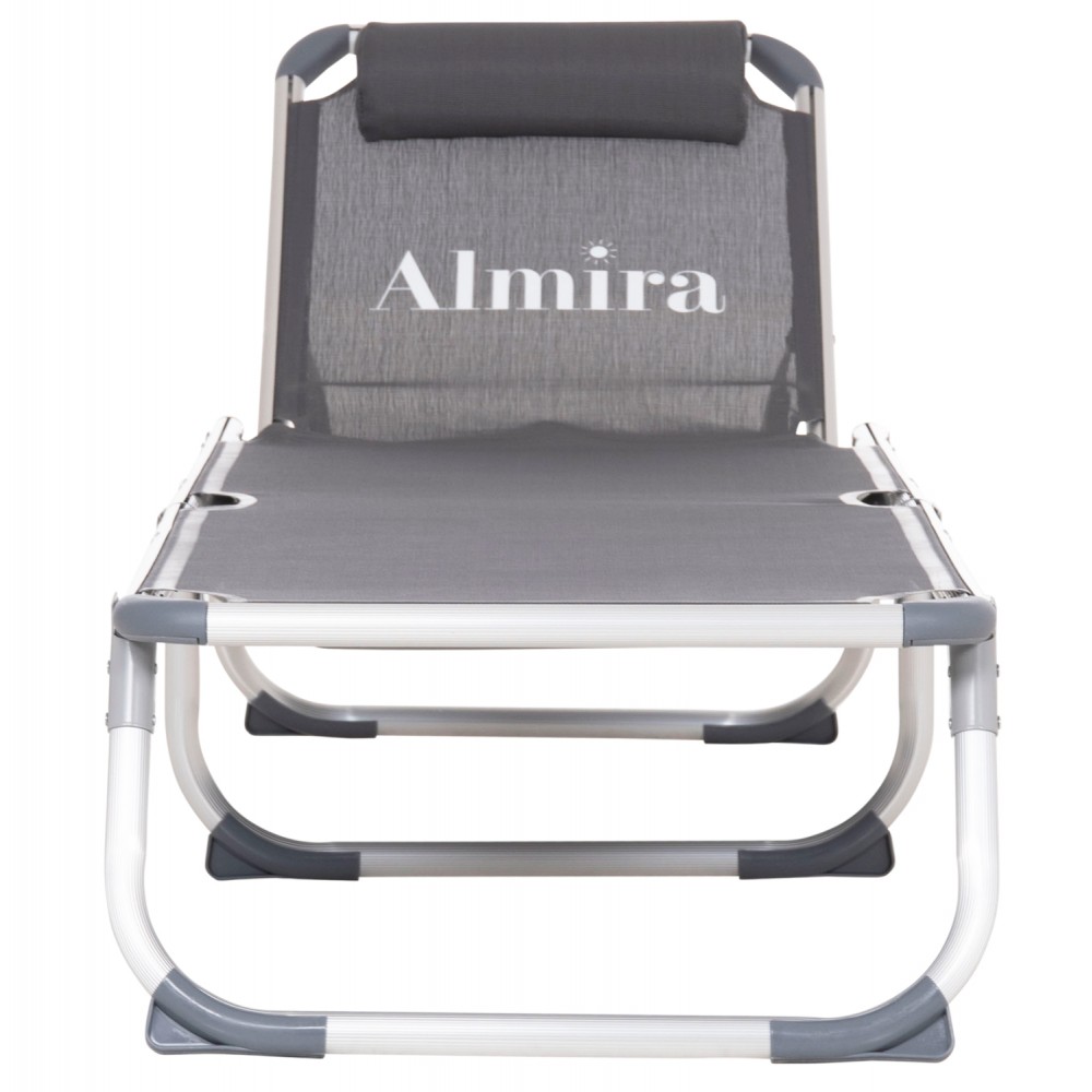 Ξαπλώστρα παραλίας βαρέου τύπου "ALMIRA" από αλουμίνιο σε γκρι χρώμα 187x59x78
