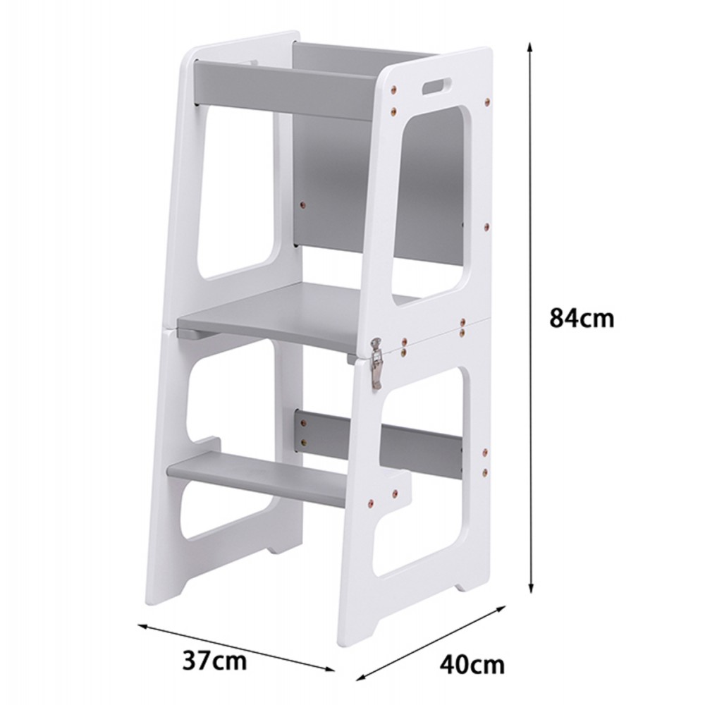 Πύργος εκμάθησης με πίνακα "RICKI" από ξύλο πεύκου σε λευκό/γκρι χρώμα  37x40x84