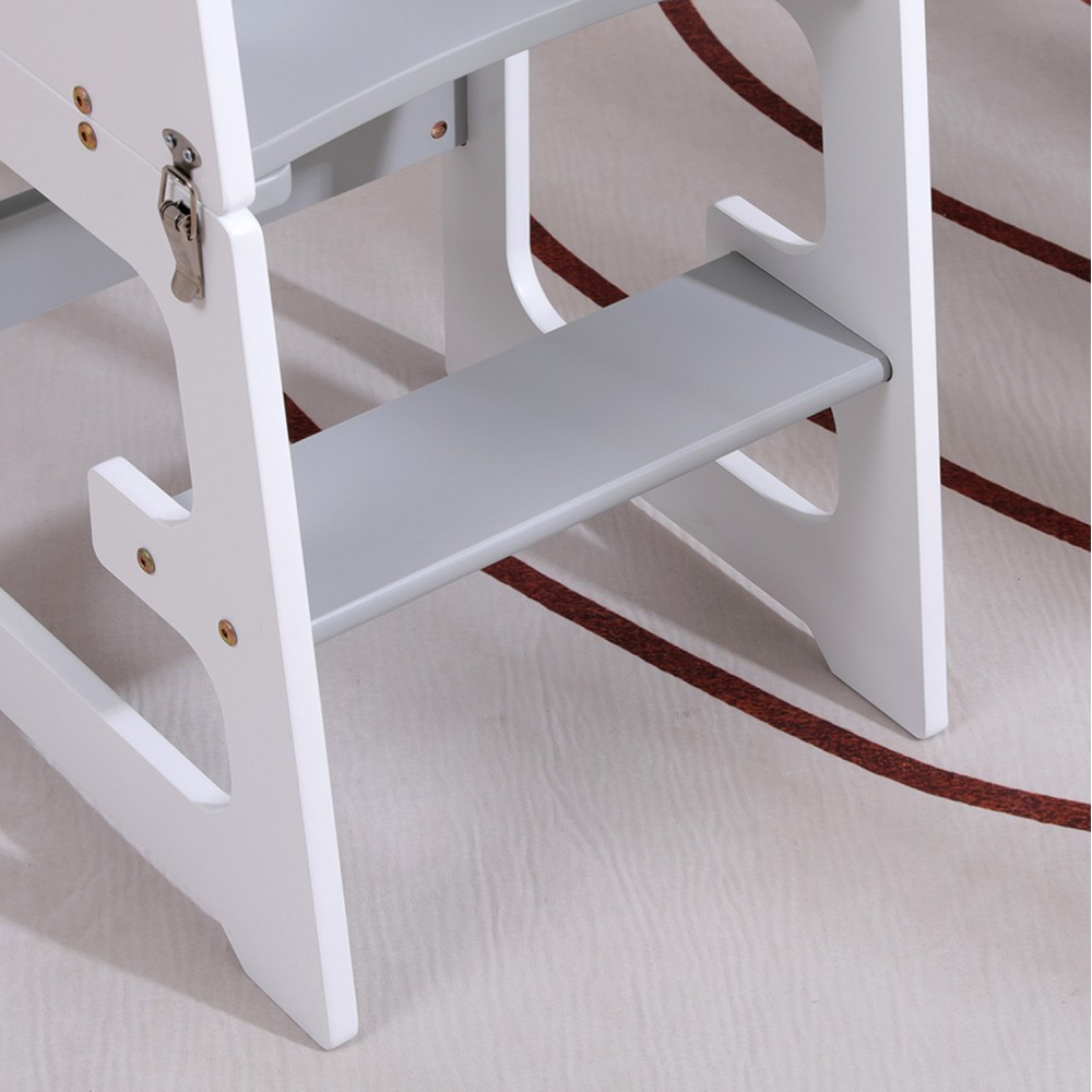 Πύργος εκμάθησης με πίνακα "RICKI" από ξύλο πεύκου σε λευκό/γκρι χρώμα  37x40x84