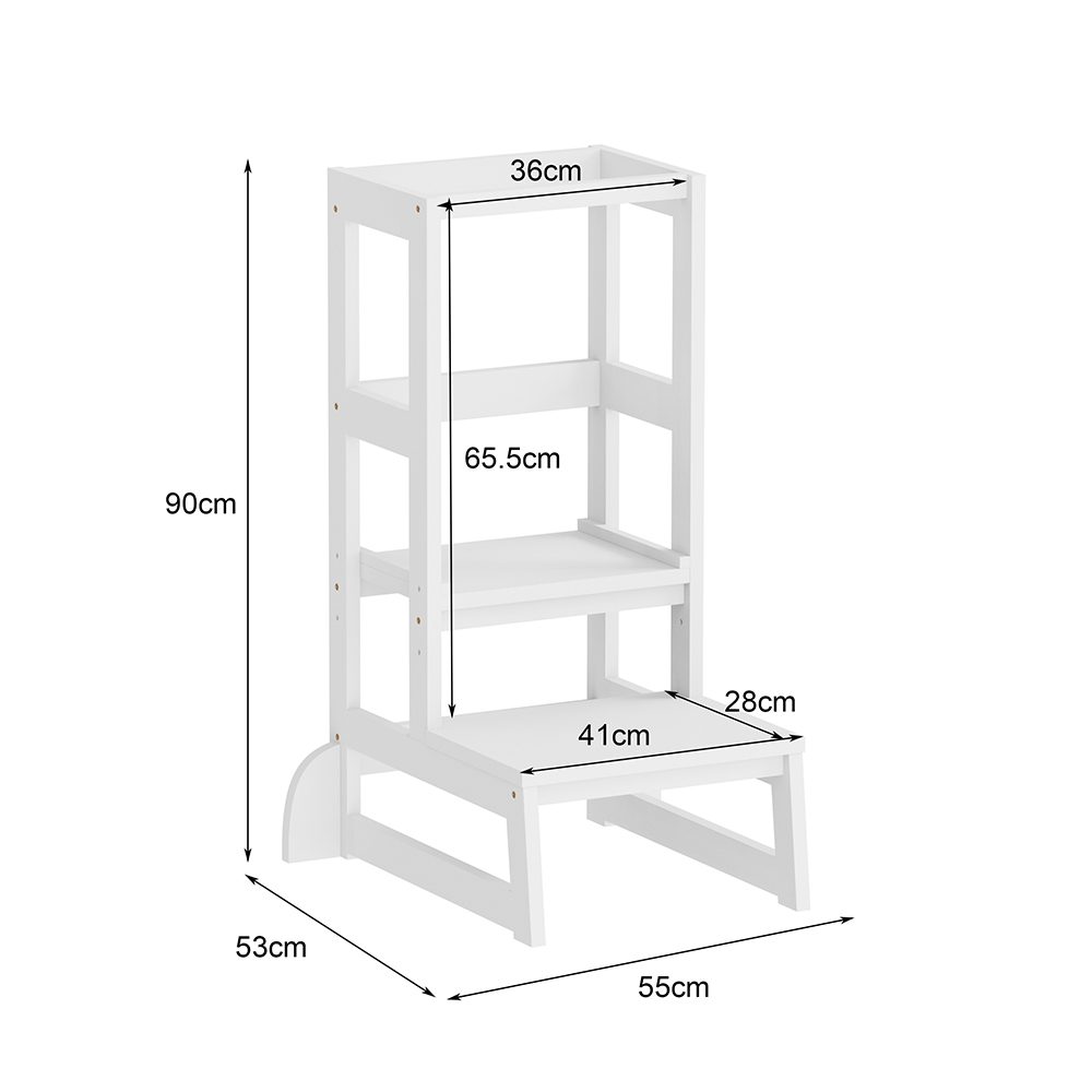 Πύργος εκμάθησης τ.Μοντεσσόρι "PEPE" από ξύλο πεύκου σε λευκό χρώμα 55x53x90