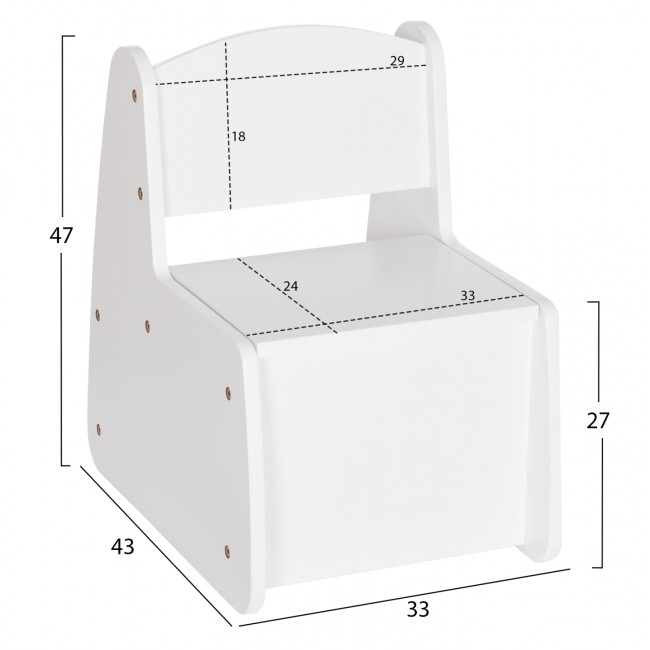 Παιδικό καρεκλάκι με αποθ.χώρο "RICKI" σε λευκό χρώμα 33x43x47