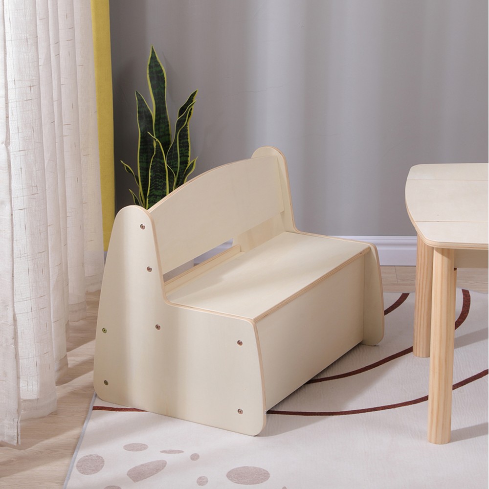 Παγκάκι παιδικό με απόθ.χώρο "RICKI" σε φυσικό χρώμα 63x43x47