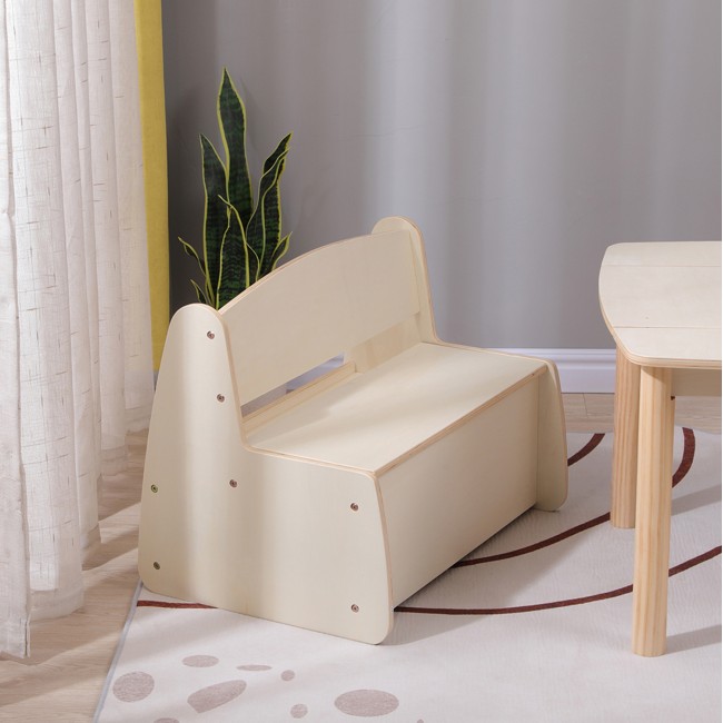 Παγκάκι παιδικό με απόθ.χώρο "RICKI" σε φυσικό χρώμα 63x43x47