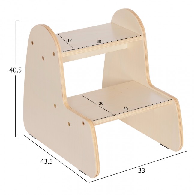 Παιδική σκάλα/σκαμπό "RICKI" σε φυσικό χρώμα 33x43.5x40.5