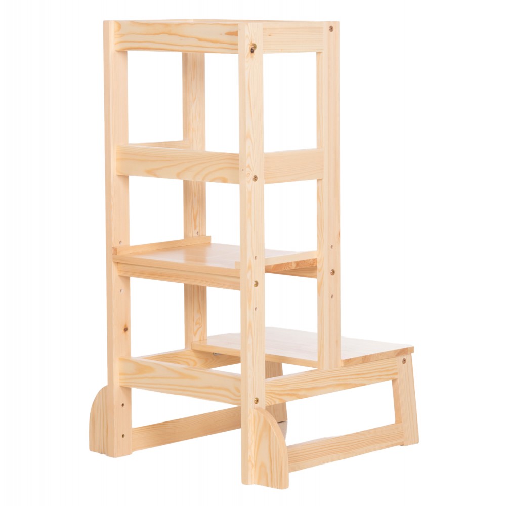 Πύργος εκμάθησης τ. Μοντεσσόρι "PEPE" από ξύλο πεύκου σε φυσικό χρώμα 55x53x90