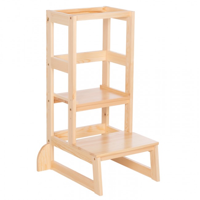 Πύργος εκμάθησης τ. Μοντεσσόρι "PEPE" από ξύλο πεύκου σε φυσικό χρώμα 55x53x90