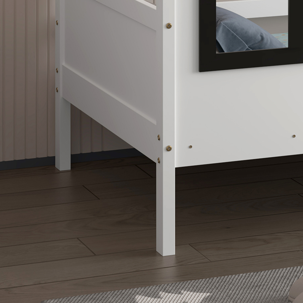 Παιδικό κρεβάτι τ.Μοντεσσόρι "DOMER" από ξύλο πεύκου σε λευκό χρώμα 90x190